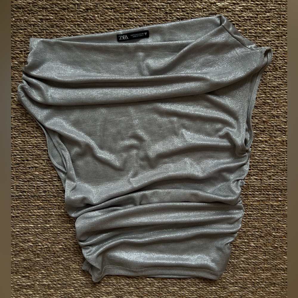 Zara Silver Metallic Top